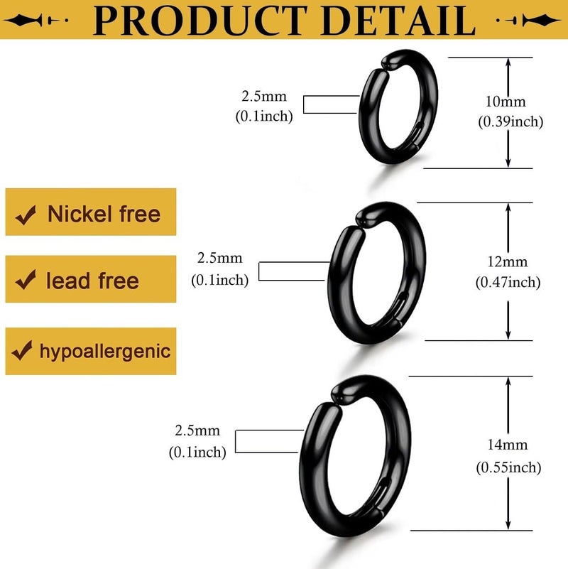 SIISPRI 3 Pairs Clip On Huggie Earrings for Men Women, Unisex Surgical Stainless Steel Hypoallergenic Earrings,Small Hoop Earrings, Polished for Non Pierced Earrings - Image 3